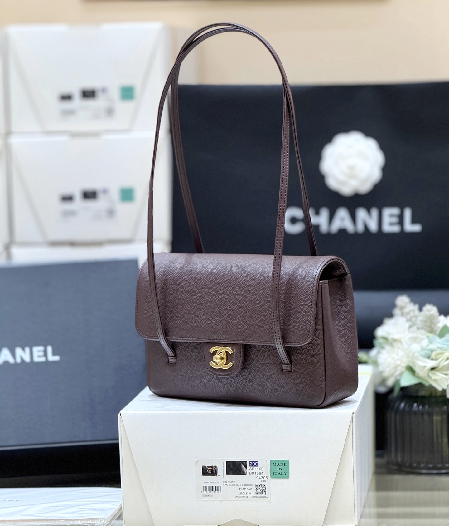 141410_dark-brown_7 Chanel Preppy Coco 26 Bag Dark Brown - chanel preppy coco dupe detail 6