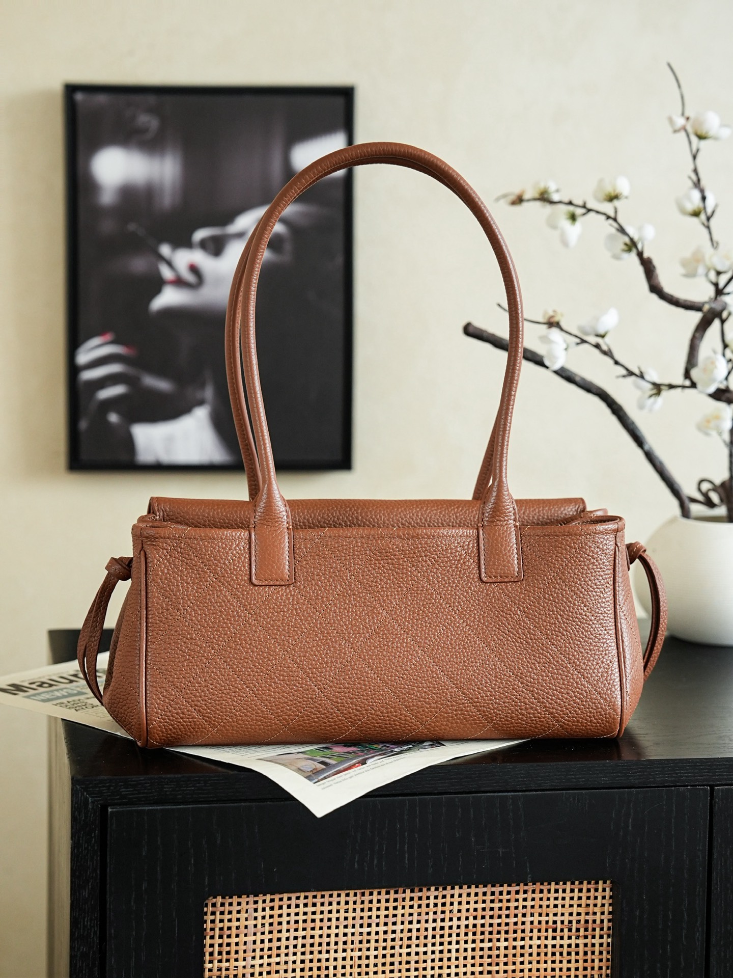 141474_brown_6 Chanel 26S East West Tote Brown - chanel east west tote dupe detail 5