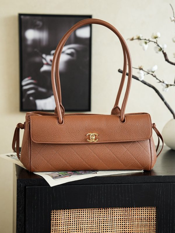 Chanel 26S East West Tote Brown - chanel east west tote dupe detail 6