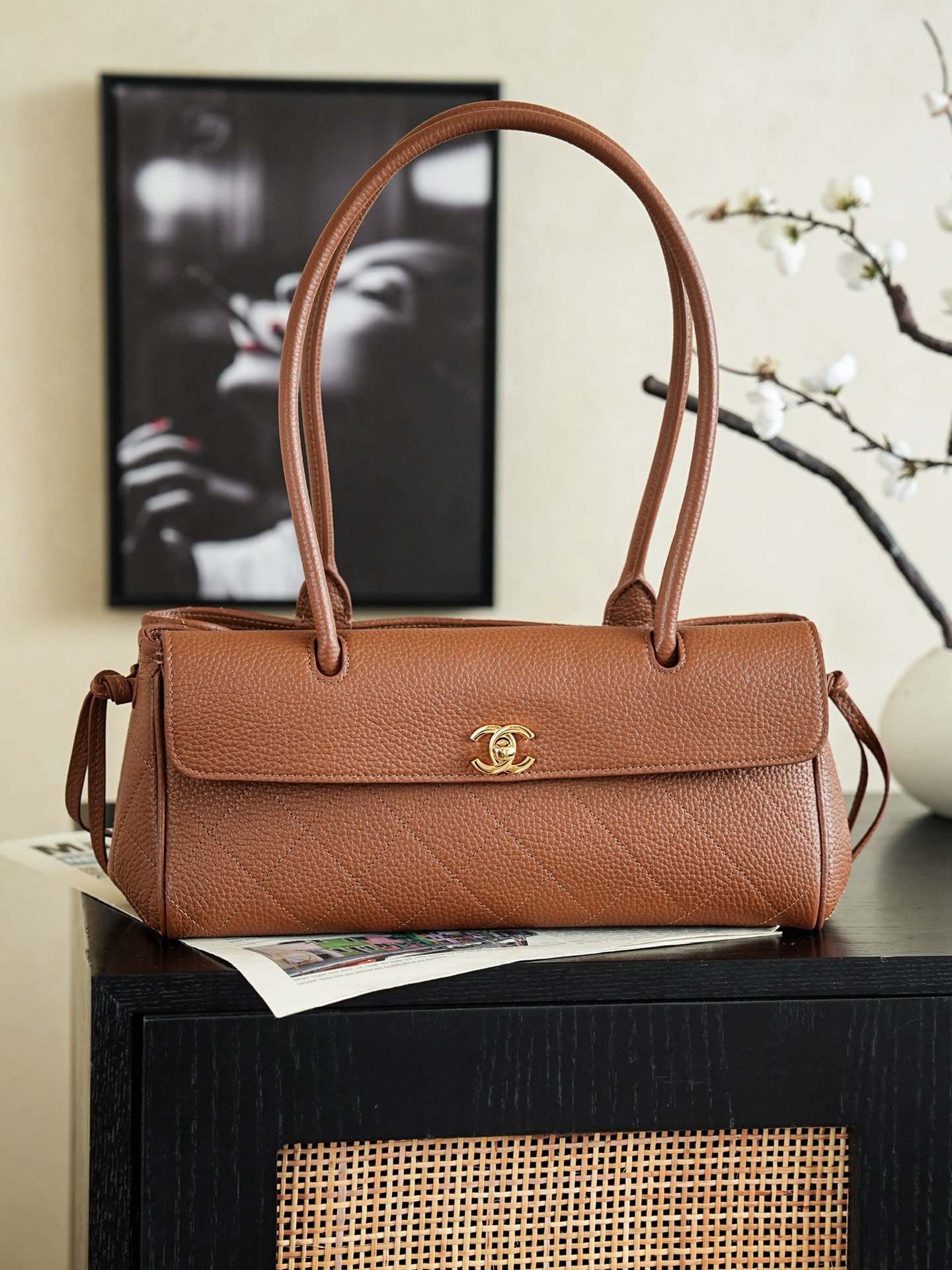 141474_brown_7 Chanel 26S East West Tote Brown - chanel east west tote dupe detail 6