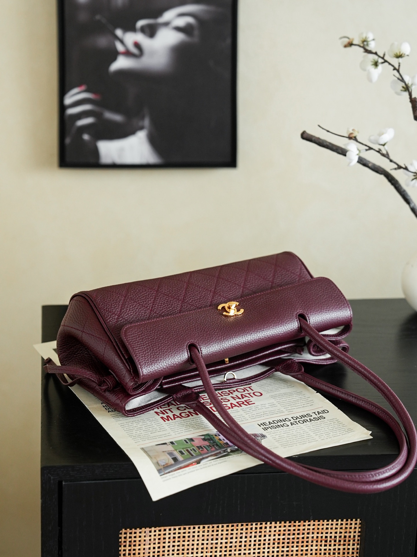 Chanel 26S East West Tote Burgundy - chanel tote bag replica detail 4