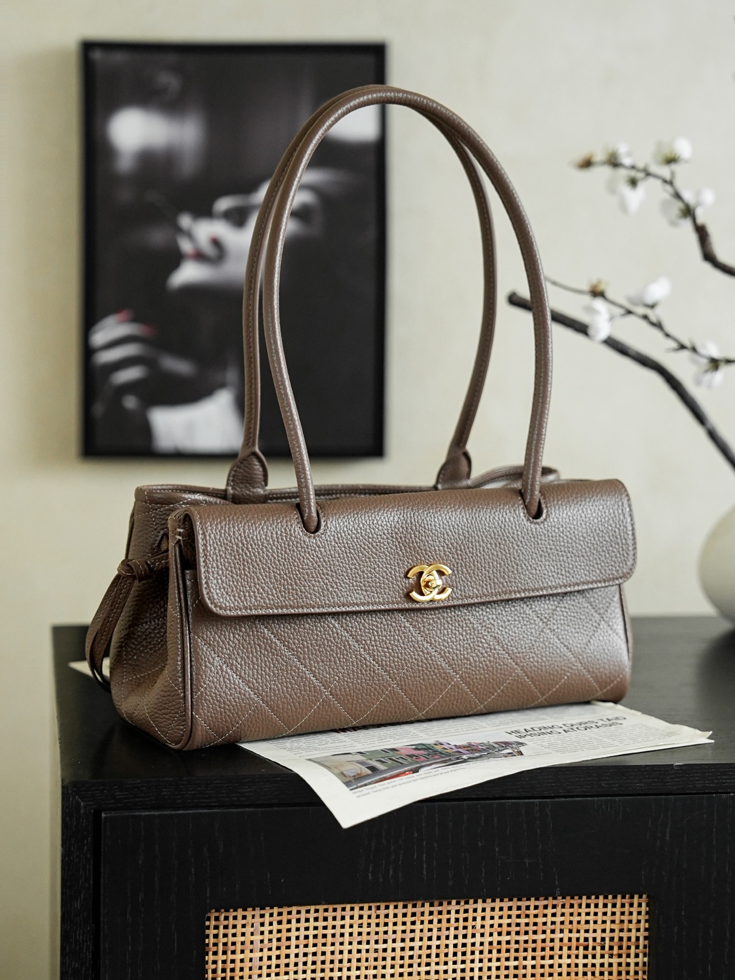 141476_dark-brown_2 Chanel 26S East West Tote Dark Brown - fake chanel tote detail 1