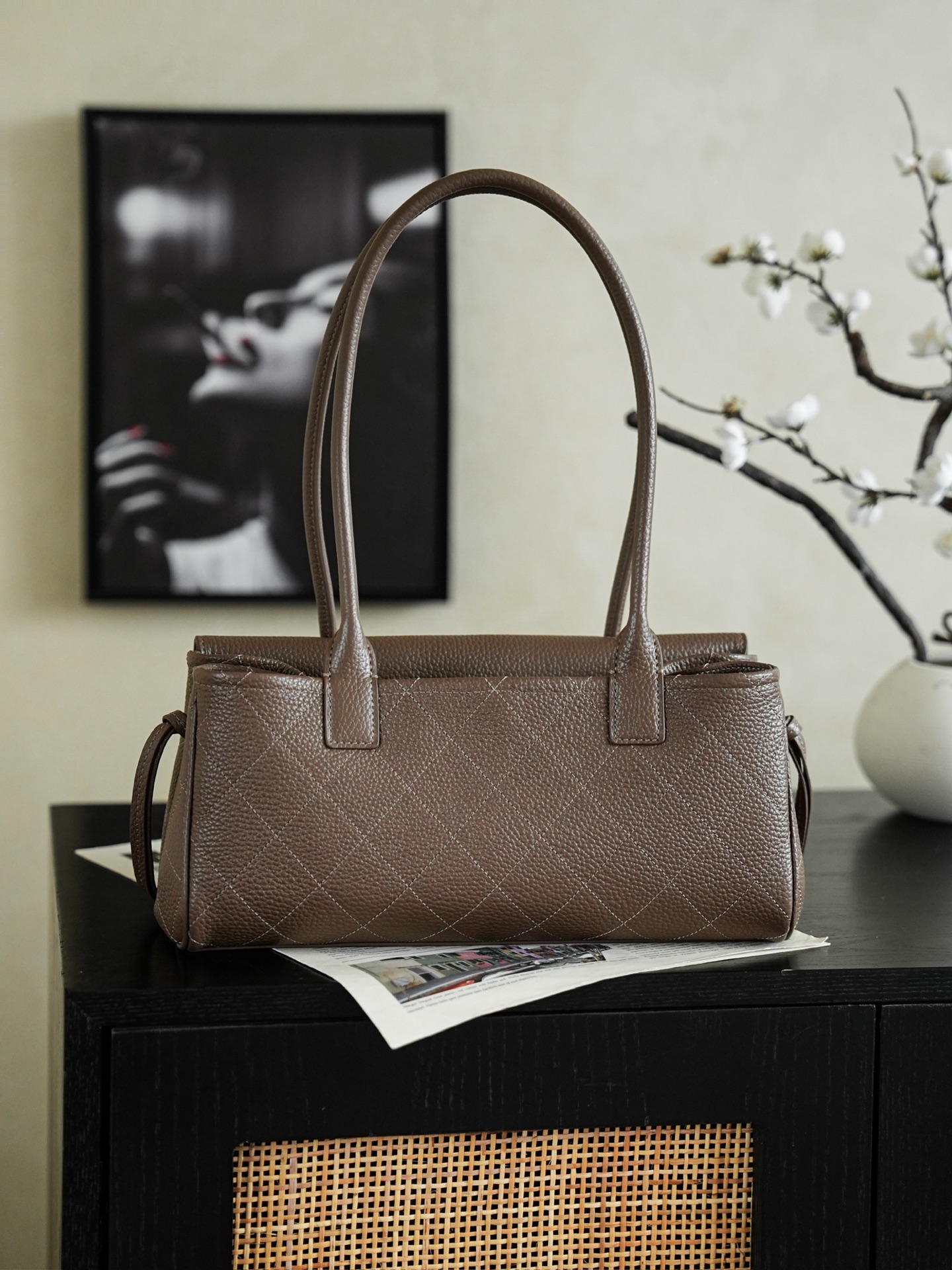 141476_dark-brown_5 Chanel 26S East West Tote Dark Brown - fake chanel tote detail 4