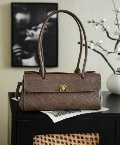 Chanel 26S East West Tote Dark Brown - fake chanel tote detail 6