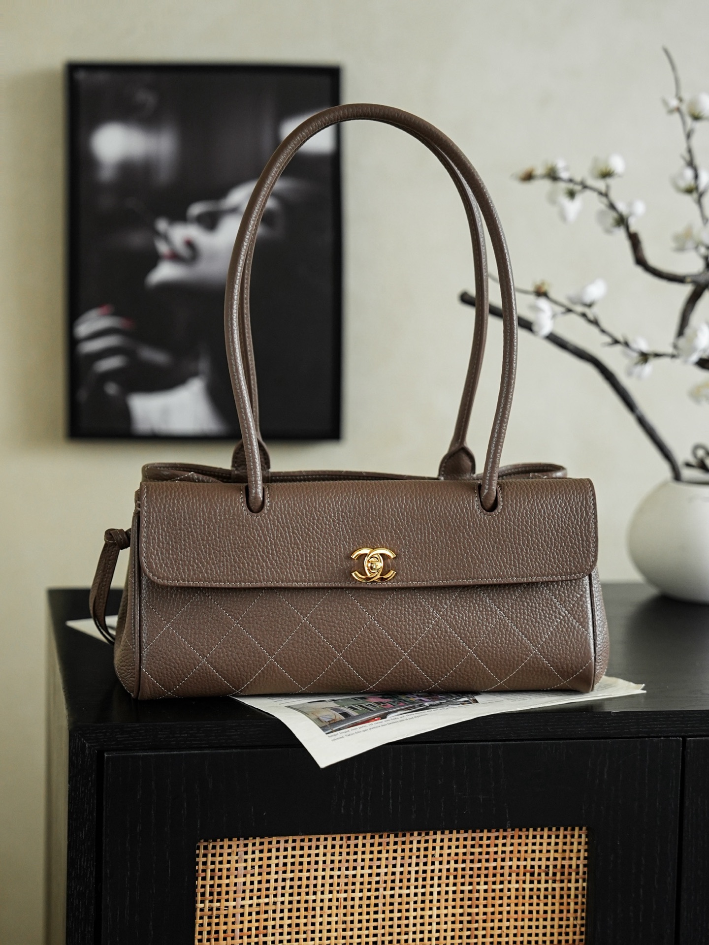 141476_dark-brown_7 Chanel 26S East West Tote Dark Brown - fake chanel tote detail 6