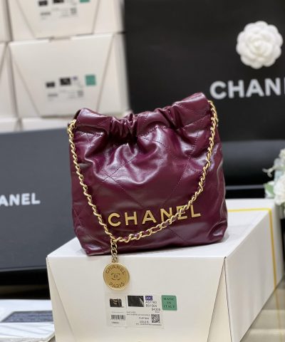 Chanel 22 Mini Bag Burgundy - chanel 22 mini burgundy replica detail 4