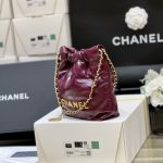 Chanel 22 Mini Bag Burgundy - chanel 22 mini burgundy replica detail 6