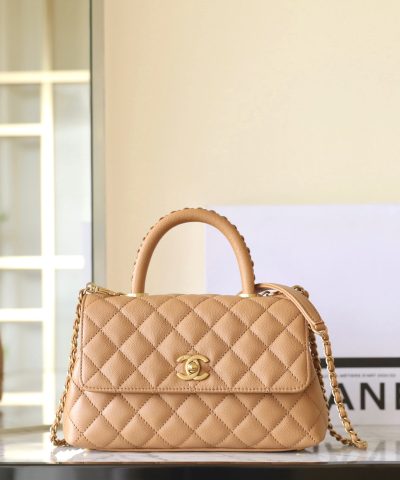 Chanel Coco Top Handle Small Brown - chanel coco handle replica front view