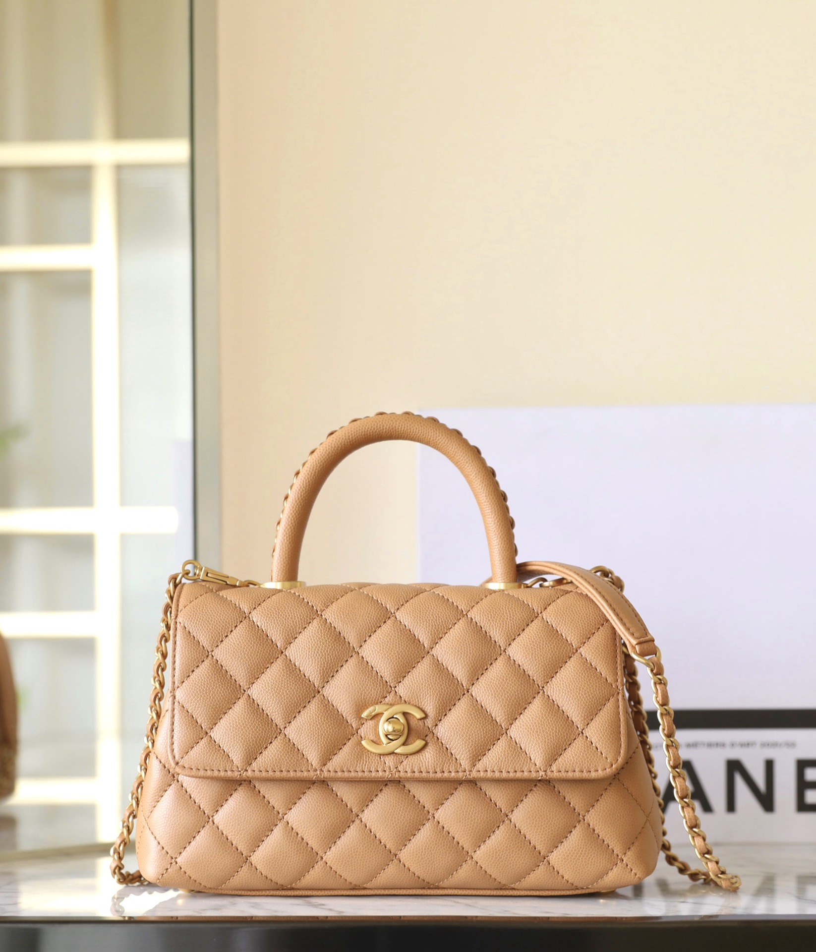 20240628_i1719566837_6506_2.jpg Chanel Coco Top Handle Small Brown - chanel coco handle replica front view