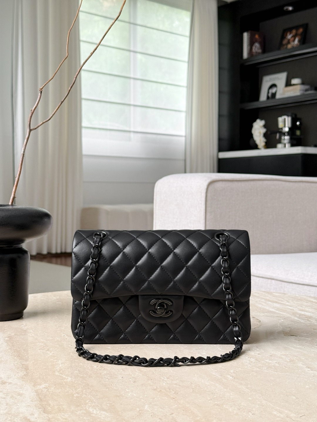 71107_so-black_2 Chanel Small Classic Flap - So Black - chanel so black replica detail 1