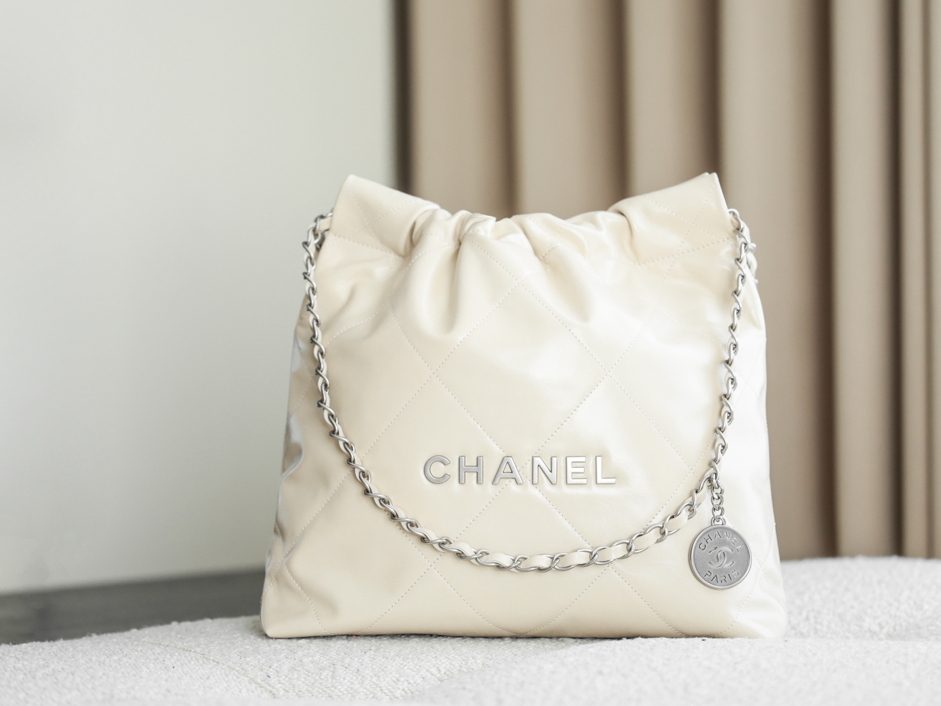 71269_ivory_1 Chanel 22 Medium Bag Ivory - chanel 22 medium replica front view