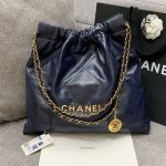 Chanel 22 Medium Bag Midnight Blue - chanel 22 midnight dupe front view