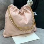 Chanel 22 Medium Bag Pale Pink - chanel 22 pink replica front view