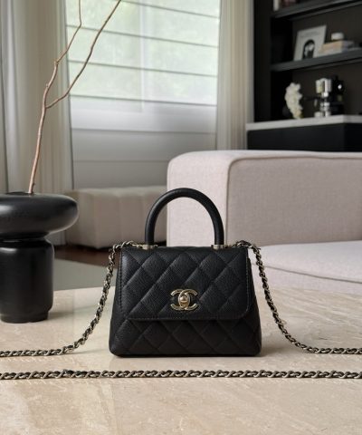 Chanel Coco Top Handle Small Black - chanel coco handle dupe front view