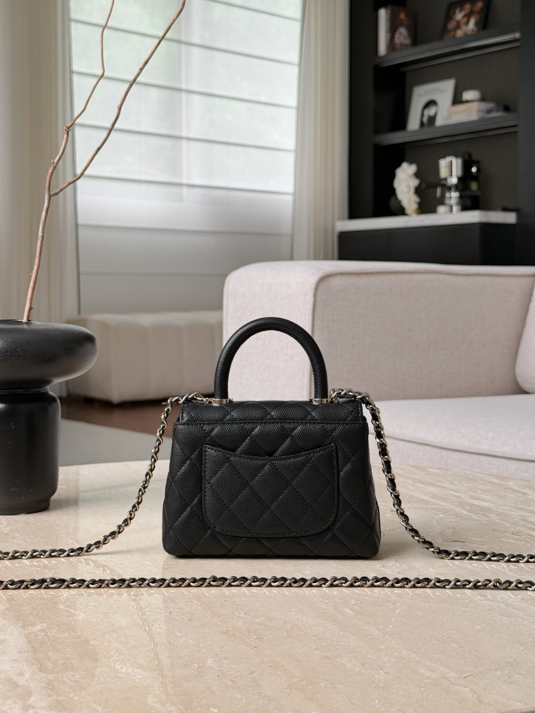 71537_black_9 Chanel Coco Top Handle Small Black - chanel coco handle dupe detail 8