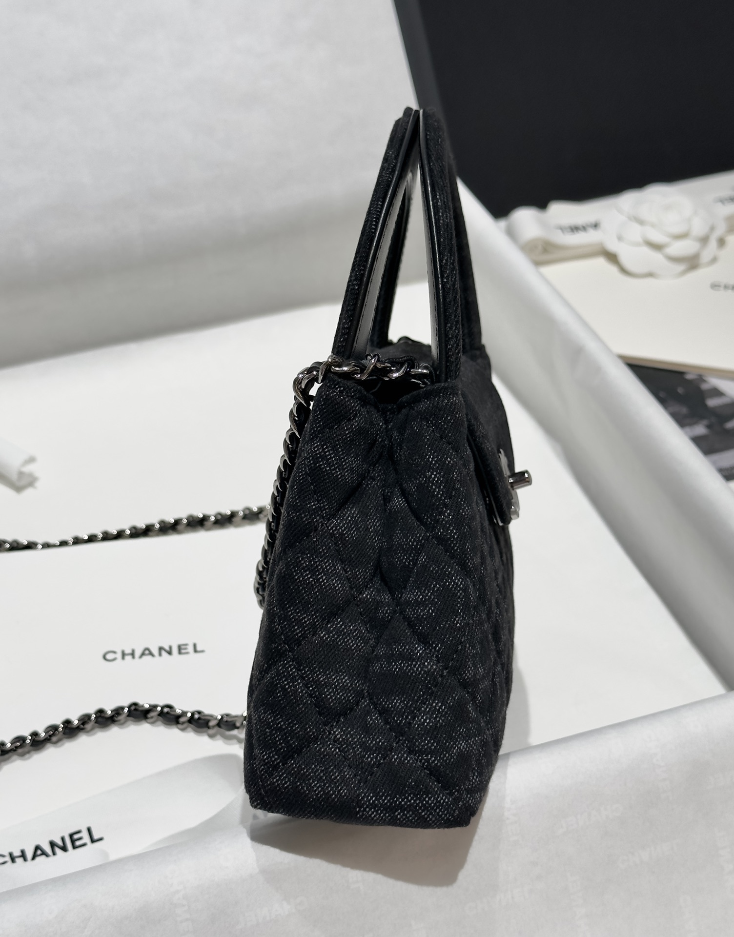 71665_black_canvas_3 Chanel Kelly Bag Black Woollen - chanel kelly bag black woollen replica detail 2