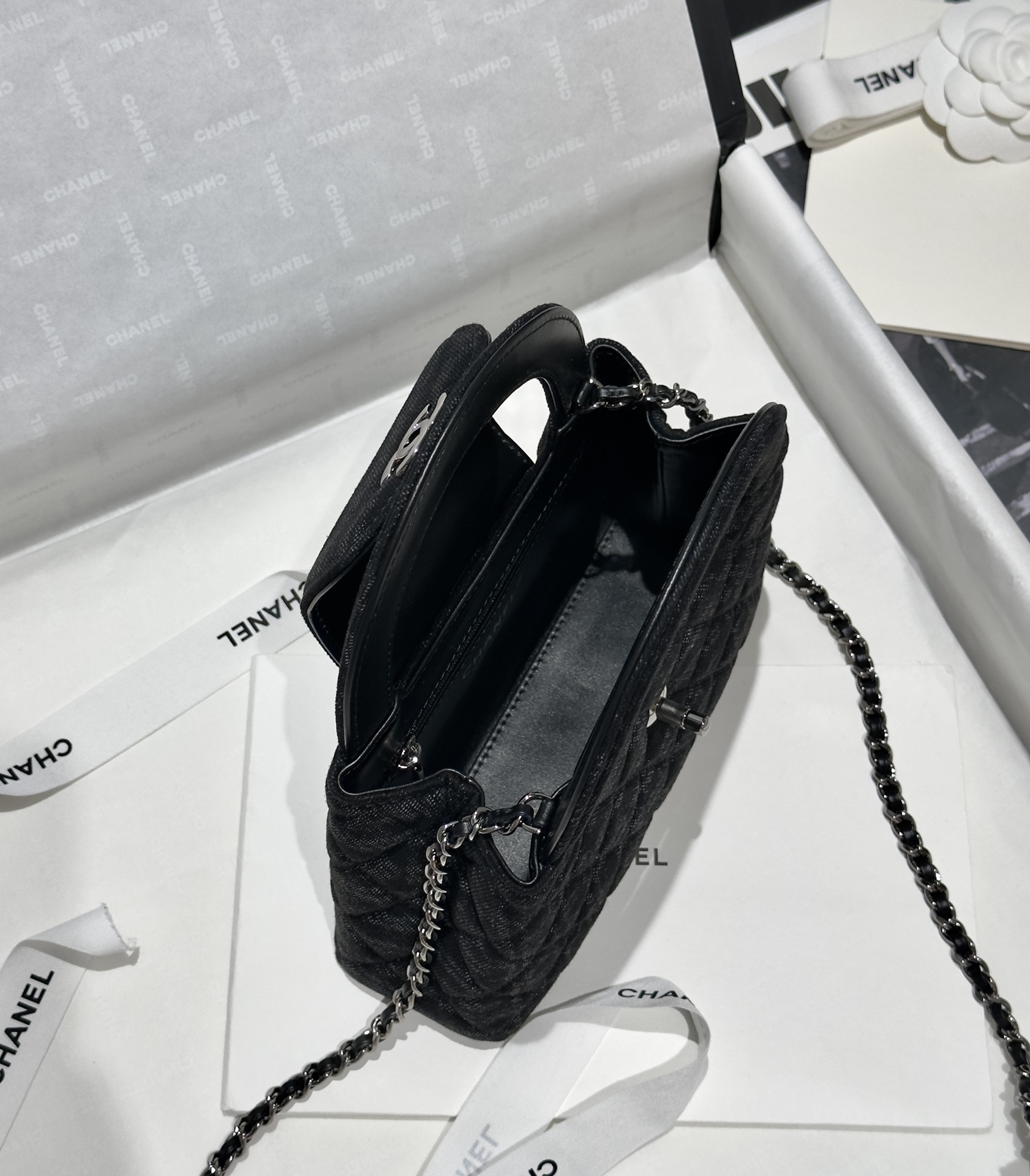 71665_black_canvas_4 Chanel Kelly Bag Black Woollen - chanel kelly bag black woollen replica detail 3