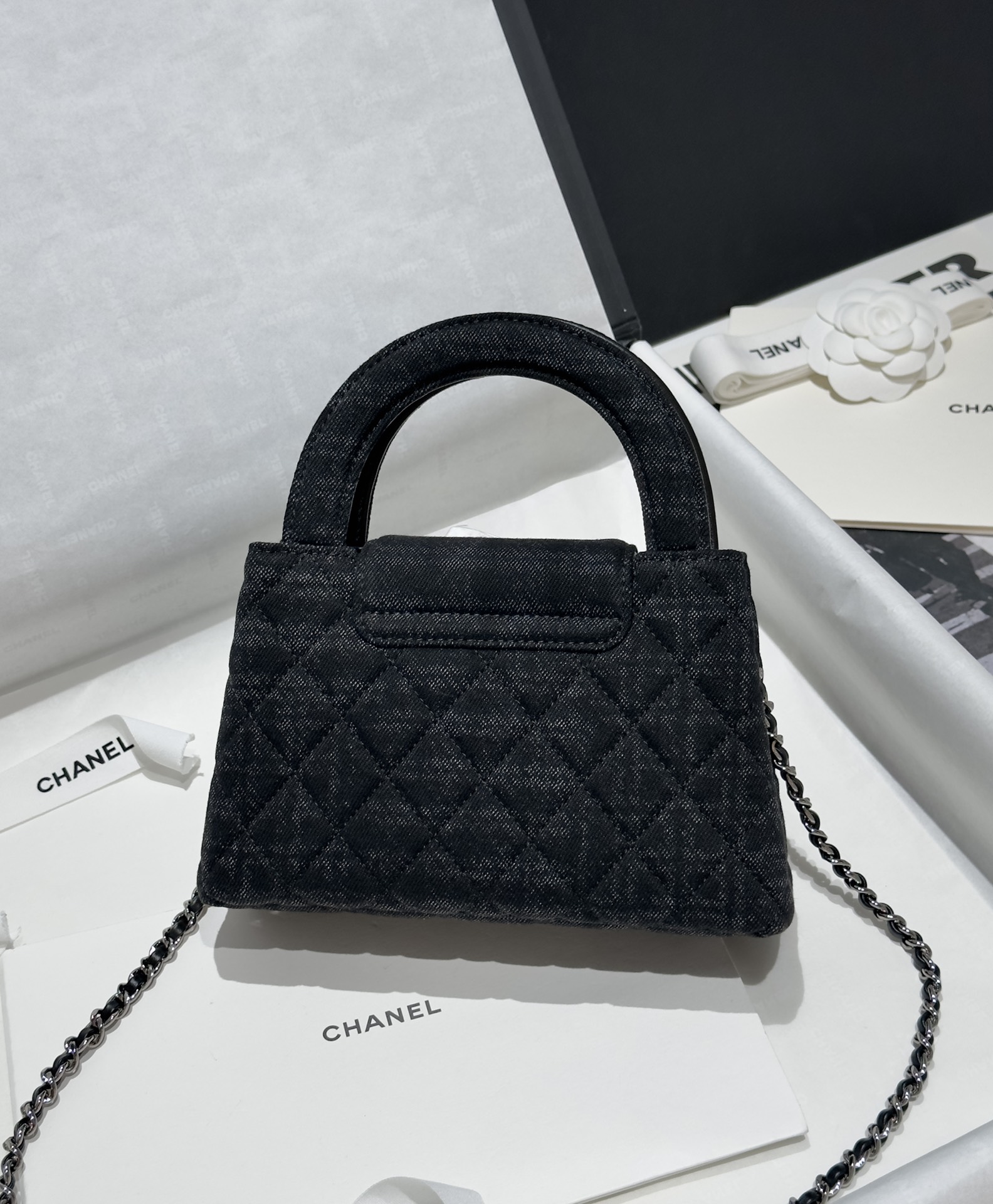 71665_black_canvas_6 Chanel Kelly Bag Black Woollen - chanel kelly bag black woollen replica detail 5