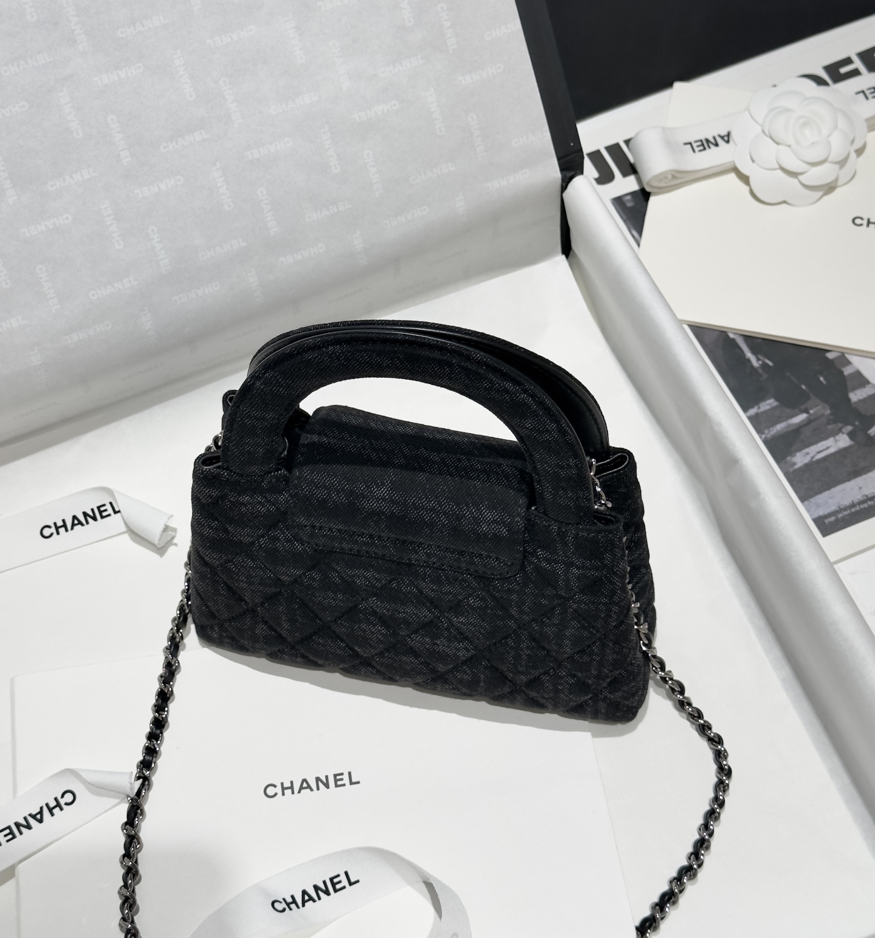 71665_black_canvas_7 Chanel Kelly Bag Black Woollen - chanel kelly bag black woollen replica detail 6