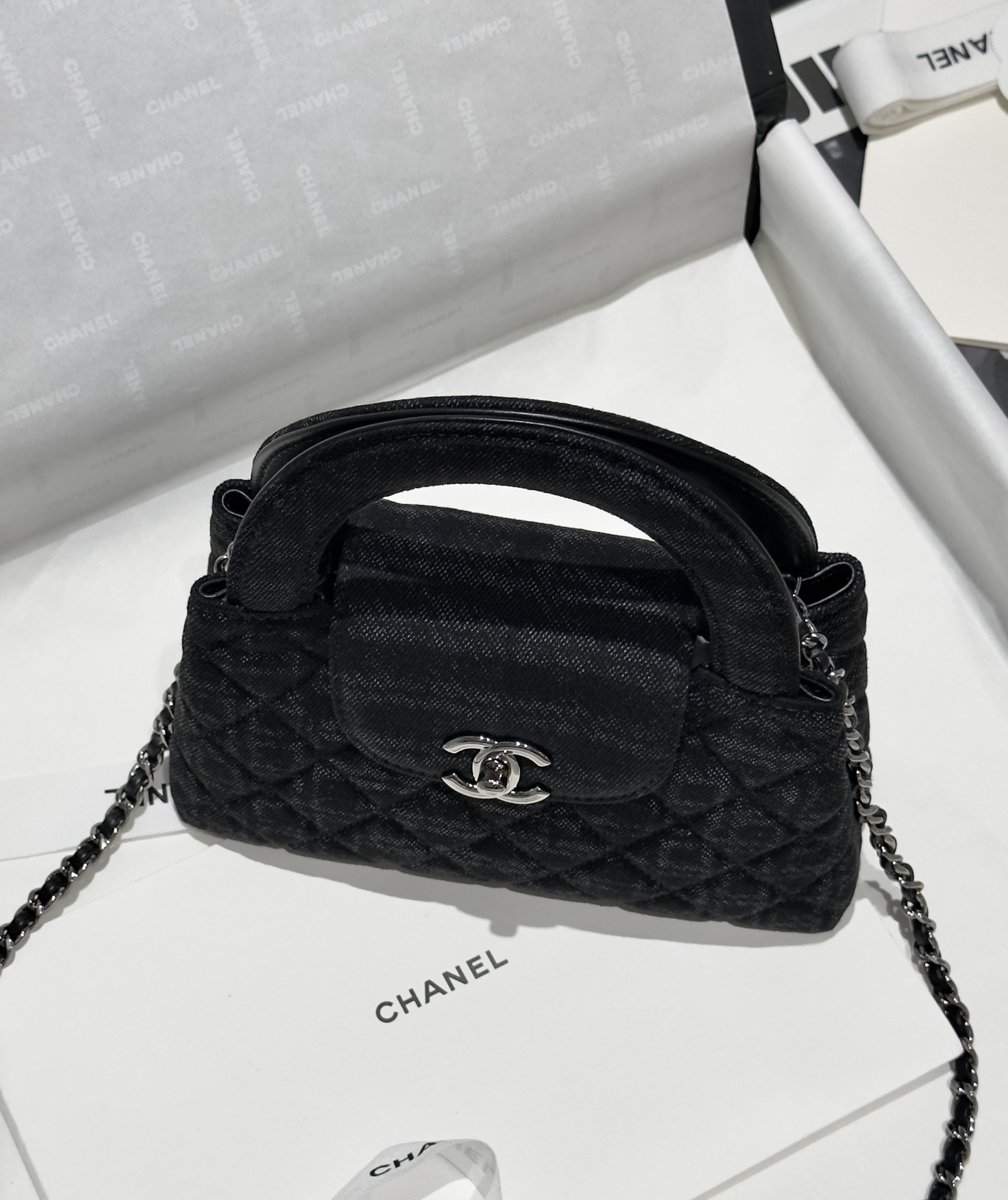 71665_black_canvas_9 Chanel Kelly Bag Black Woollen - chanel kelly bag black woollen replica detail 8
