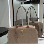 Chanel Large Bowling Bag Suede Tan - chanel bowling bag replica front view