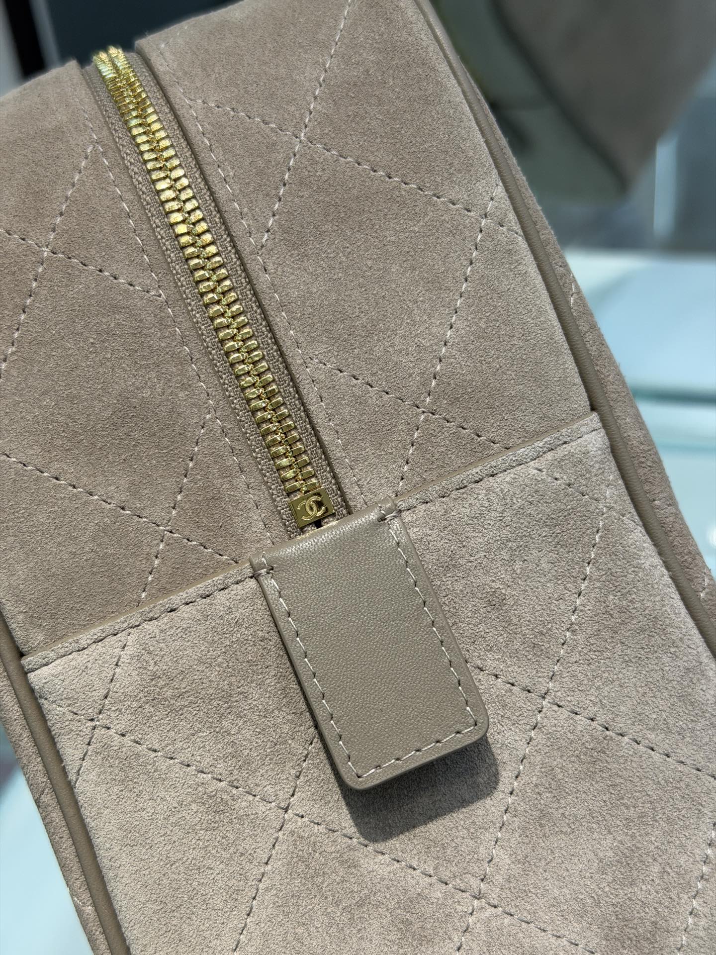 71688_suede_tan_7 Chanel Large Bowling Bag Suede Tan - chanel bowling bag replica detail 6