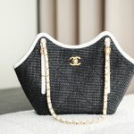 Chanel 25S Maxi Shopping Tote Black Canvas - chanel maxi shopping dupe front view