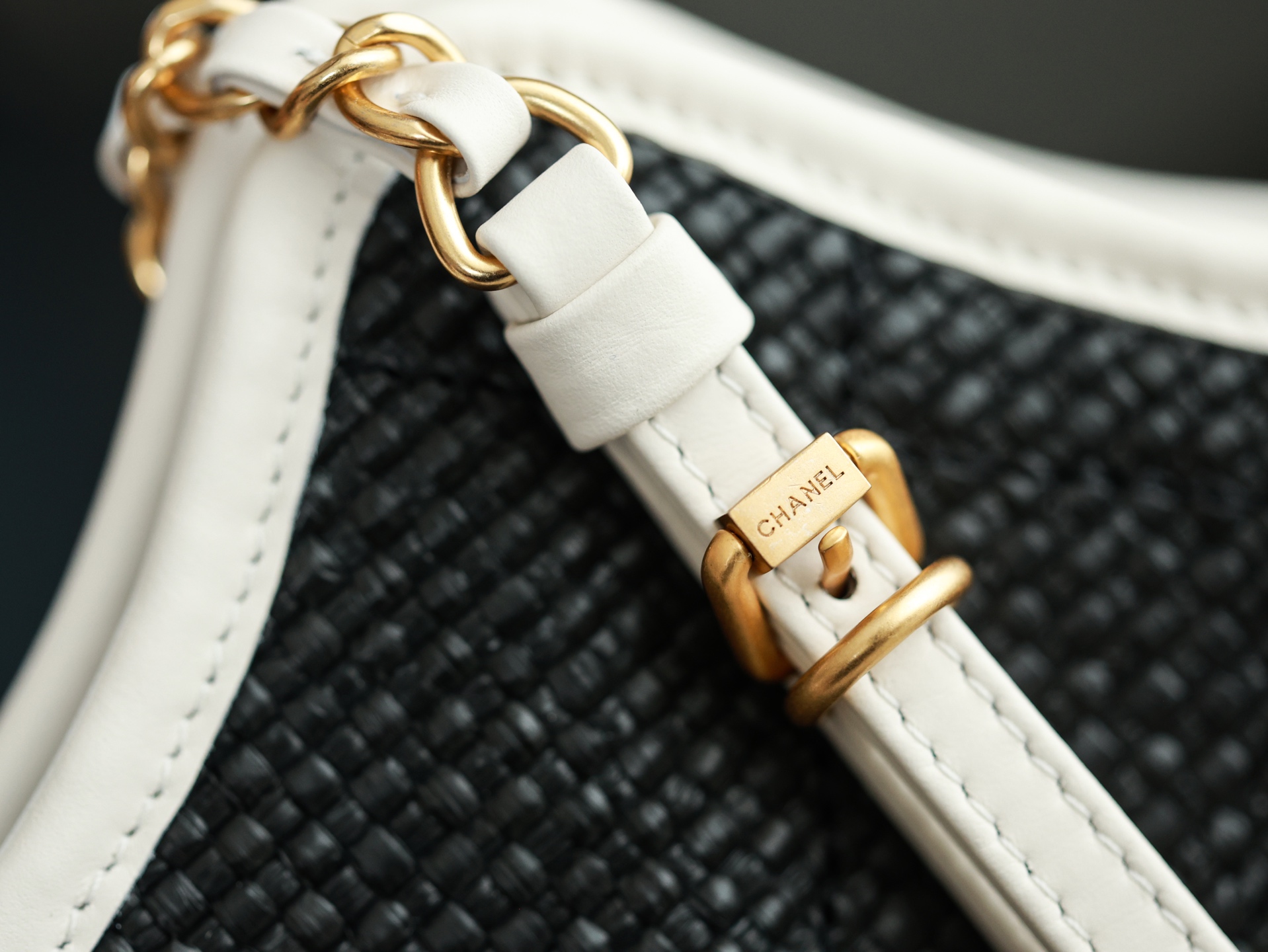 71763_black_canvas_12 Chanel 25S Maxi Shopping Tote Black Canvas - chanel maxi shopping dupe detail 11