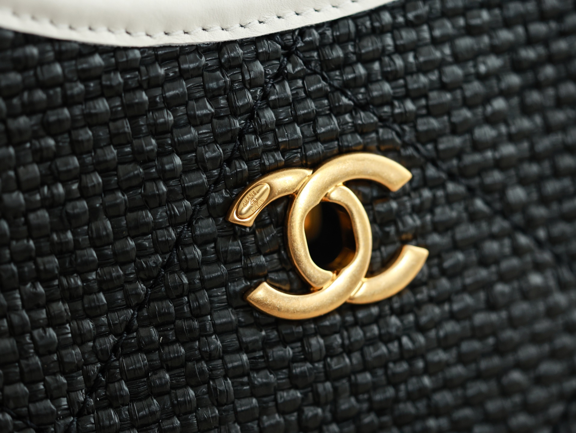 71763_black_canvas_14 Chanel 25S Maxi Shopping Tote Black Canvas - chanel maxi shopping dupe detail 13