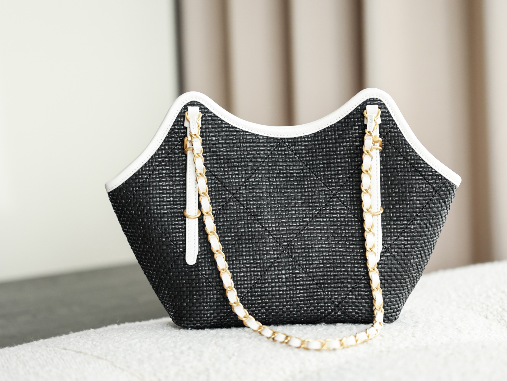 71763_black_canvas_6 Chanel 25S Maxi Shopping Tote Black Canvas - chanel maxi shopping dupe detail 5