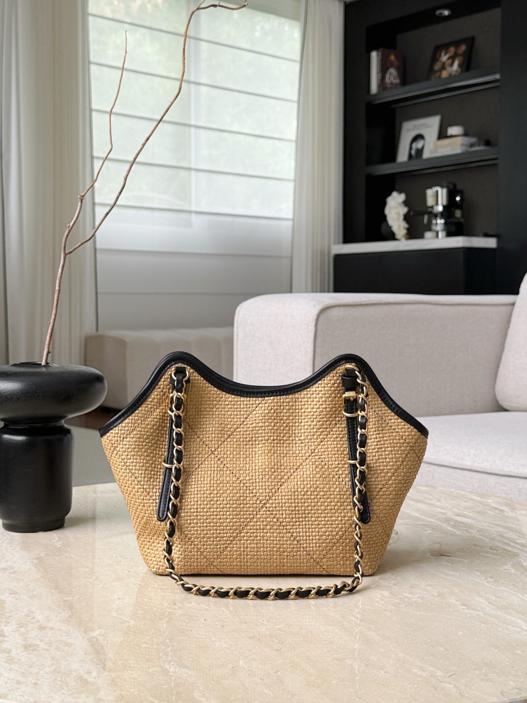 71764_sand_canvas_8 Chanel 25S Maxi Shopping Tote Sand Canvas - chanel canvas tote replica detail 5
