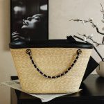 71853_black_7 Chanel Large Shopping Raffia Tote Black - chanel shopping tote replica detail 6