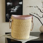 Chanel Large Shopping Raffia Tote Pink - fake chanel tote detail 4