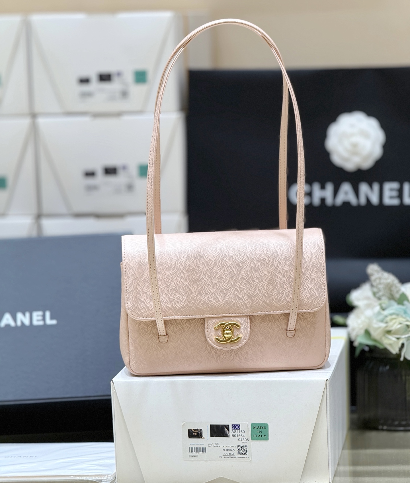 71918_pale-pink_1 Chanel Preppy Coco 26 Bag Pale Pink - fake chanel preppy front view