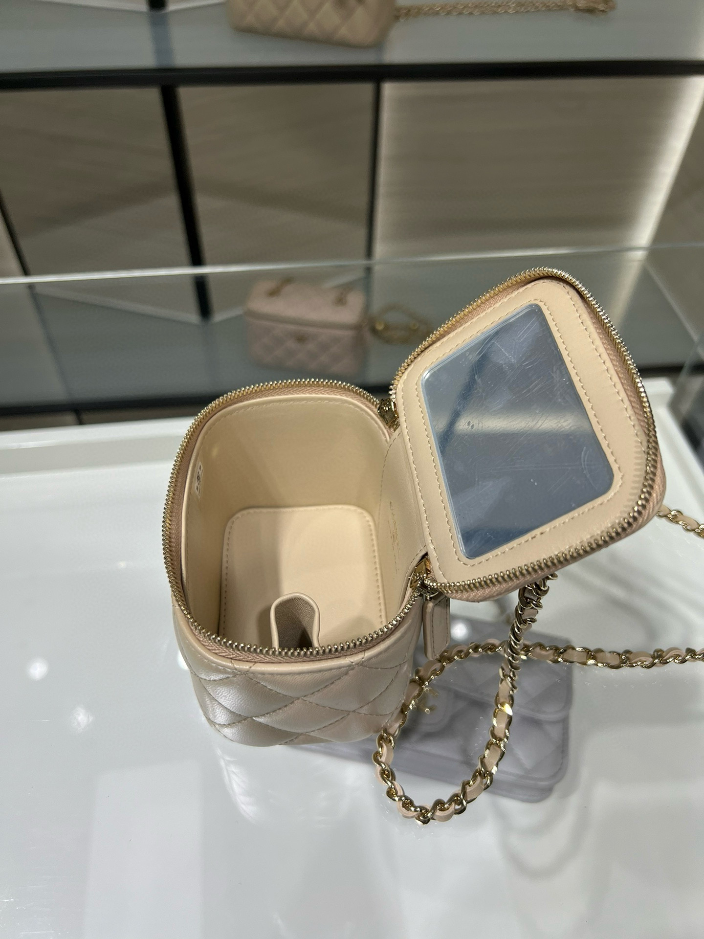 72029_sandstone_2 Chanel Mini Vanity Sandstone - chanel small vanity replica detail 1
