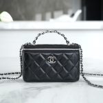 Chanel Vanity Metal Top Handle Black - chanel vanity bag replica front view