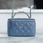 Chanel Vanity Metal Top Handle Cyan - chanel cyan vanity dupe front view