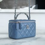 Chanel Vanity Metal Top Handle Cyan - chanel cyan vanity dupe detail 5