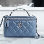 Chanel Vanity Metal Top Handle Cyan - chanel cyan vanity dupe detail 8