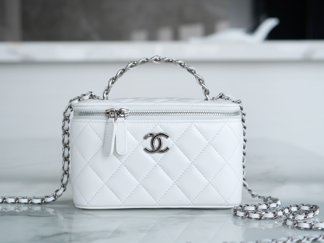 72070_white_6 Chanel Vanity Metal Top Handle White - chanel metal handle vanity replica detail 5