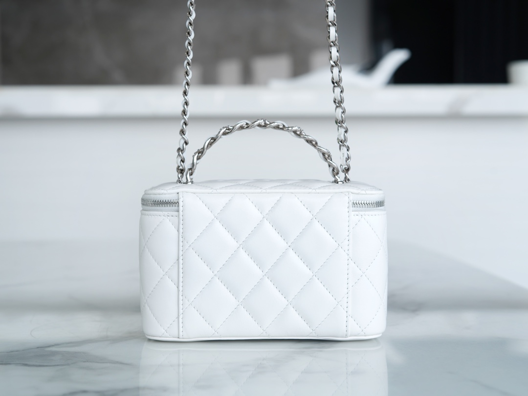 72070_white_7 Chanel Vanity Metal Top Handle White - chanel metal handle vanity replica detail 6