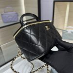 Chanel Long Vanity Top Handle Black - chanel long vanity dupe front view