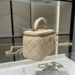 Chanel Long Vanity Top Handle Sandstone - chanel vanity top handle replica front view