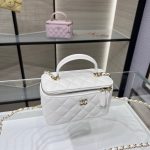 Chanel Long Vanity Top Handle White - fake chanel vanity top handle front view