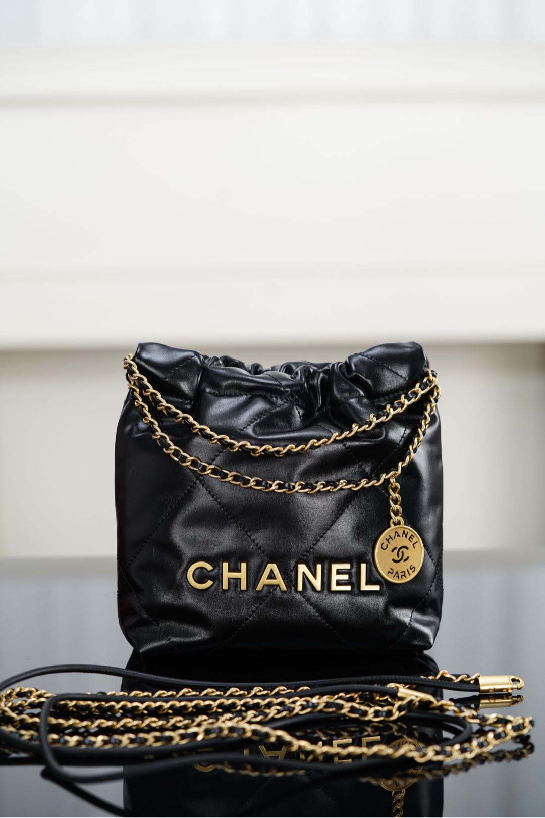 72144_black_2 Chanel 22 Mini Bag Black - chanel 22 mini black dupe detail 1