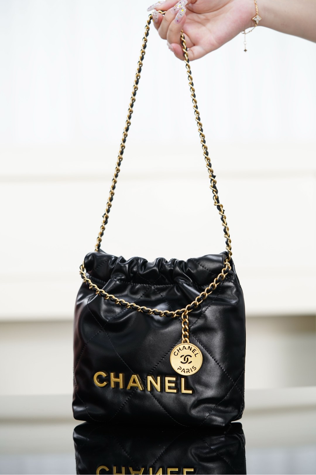 72144_black_6 Chanel 22 Mini Bag Black - chanel 22 mini black dupe detail 5