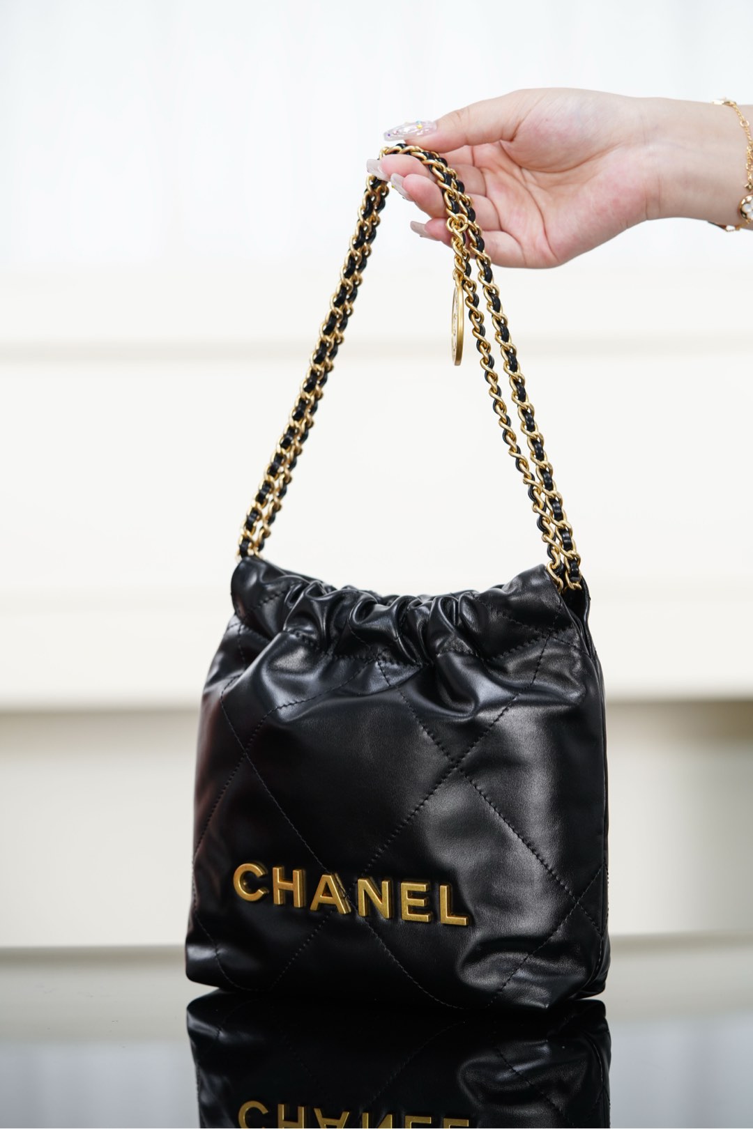 72144_black_9 Chanel 22 Mini Bag Black - chanel 22 mini black dupe detail 8