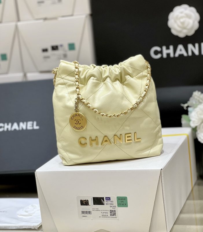 Chanel 22 Mini Bag Light Yellow - chanel 22 mini light-yellow dupe detail 4
