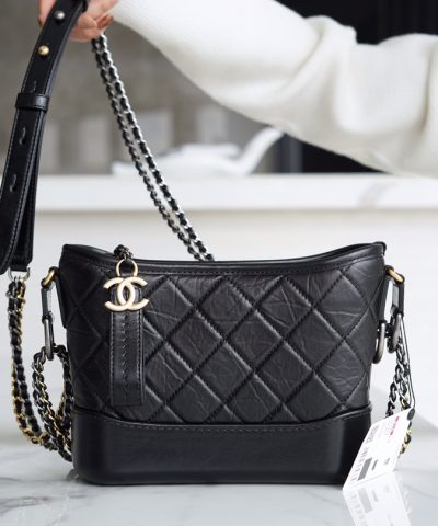 Chanel Gabrielle Hobo Bag Black - chanel gabrielle black dupe detail 7