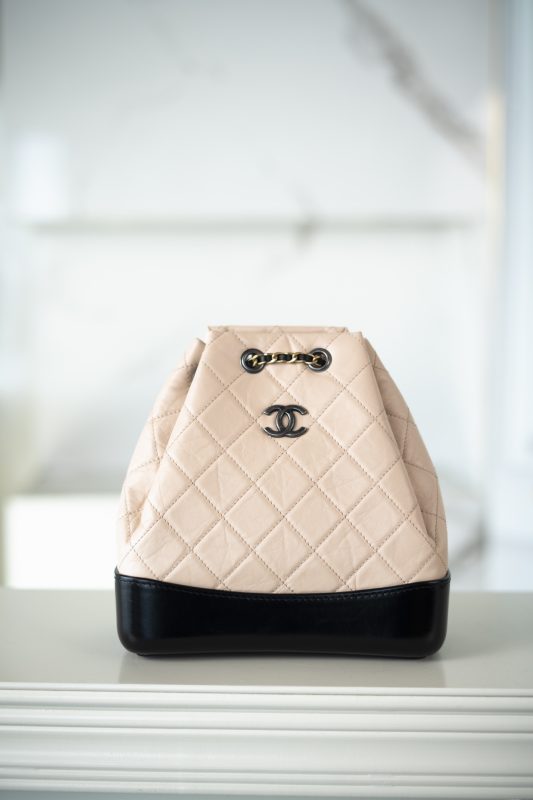 Chanel Gabrielle Backpack Beige - chanel gabrielle backpack dupe front view